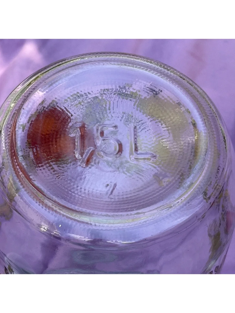 Vintage Fruit Print Glass Canister Wire Bail Jar 1.5L
